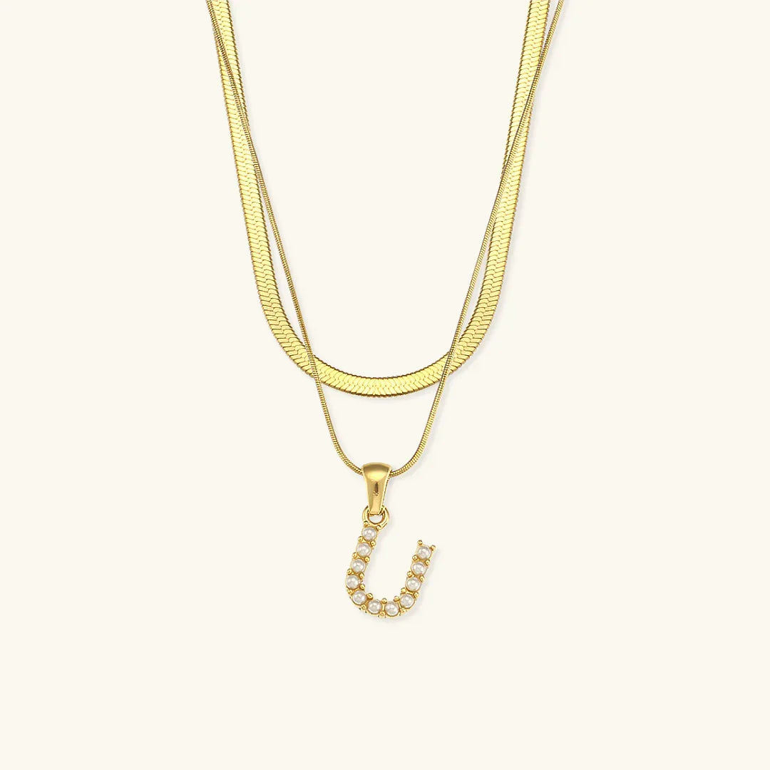[Raffine]Fiona Layered Gold Initial Letter Necklace