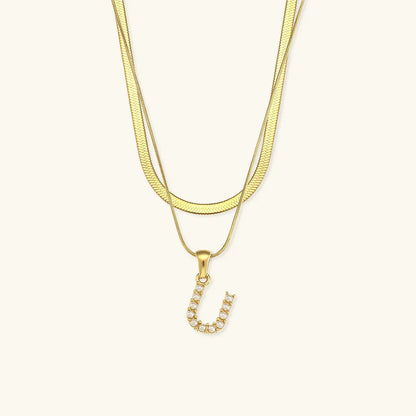 [Raffine]Fiona Layered Gold Initial Letter Necklace