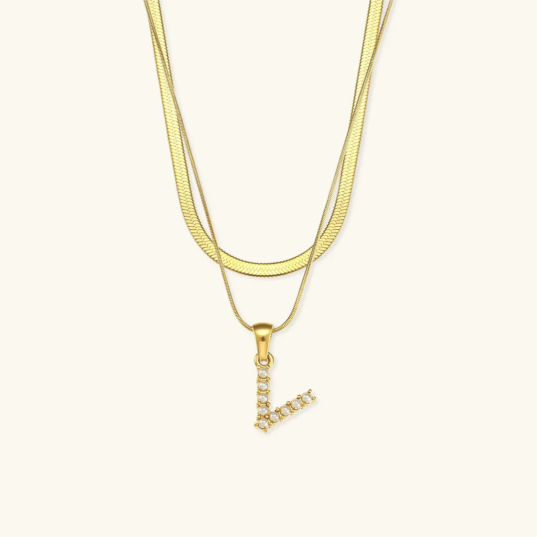 [Raffine]Fiona Layered Gold Initial Letter Necklace