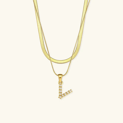 [Raffine]Fiona Layered Gold Initial Letter Necklace