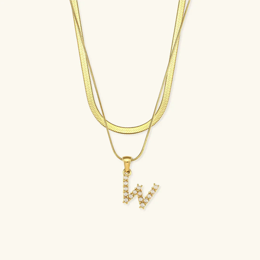 [Raffine]Fiona Layered Gold Initial Letter Necklace