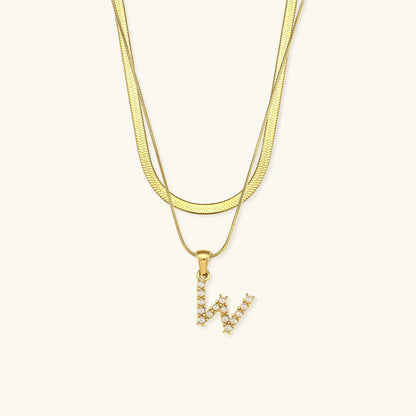 [Raffine]Fiona Layered Gold Initial Letter Necklace