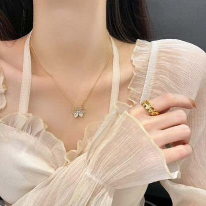 [Raffine]COLLAR DE DIAMANTES CON FLOR