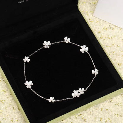 [Raffine] COLLAR FRIVOLE DE PLATA CON 9 FLORES
