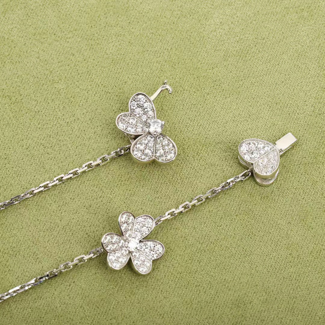 [Raffine] COLLAR FRIVOLE DE PLATA CON 9 FLORES