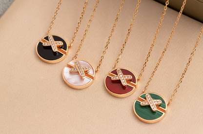 [Raffine]JEUX DE PINK GOLD DIAMOND NECKLACE