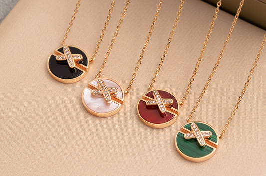 [Raffine]JEUX DE PINK GOLD DIAMOND NECKLACE