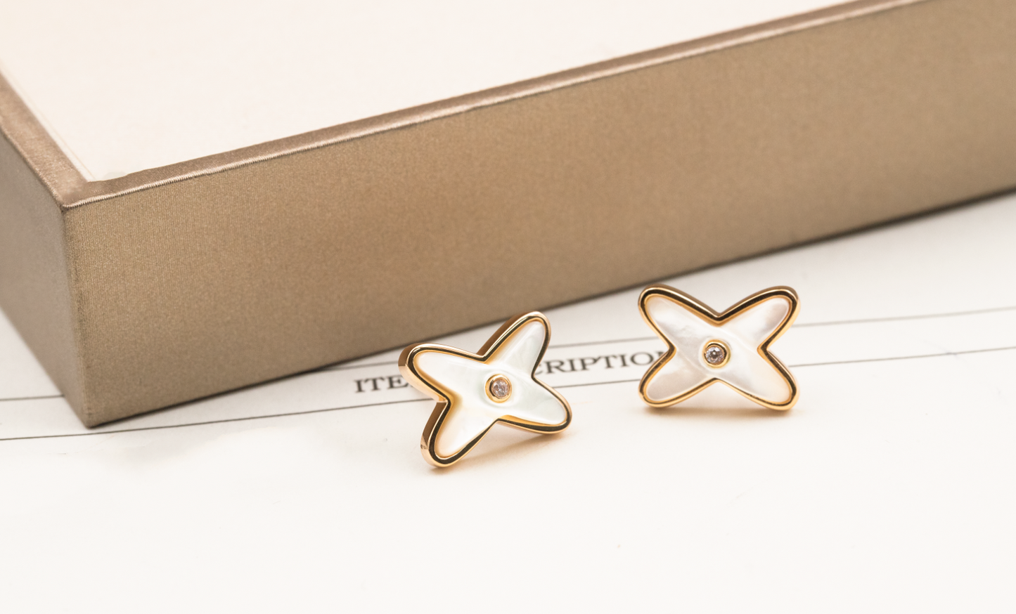 [Raffine]JEUX DE WHITE MOP ROSE GOLD DIAMOND EARRINGS