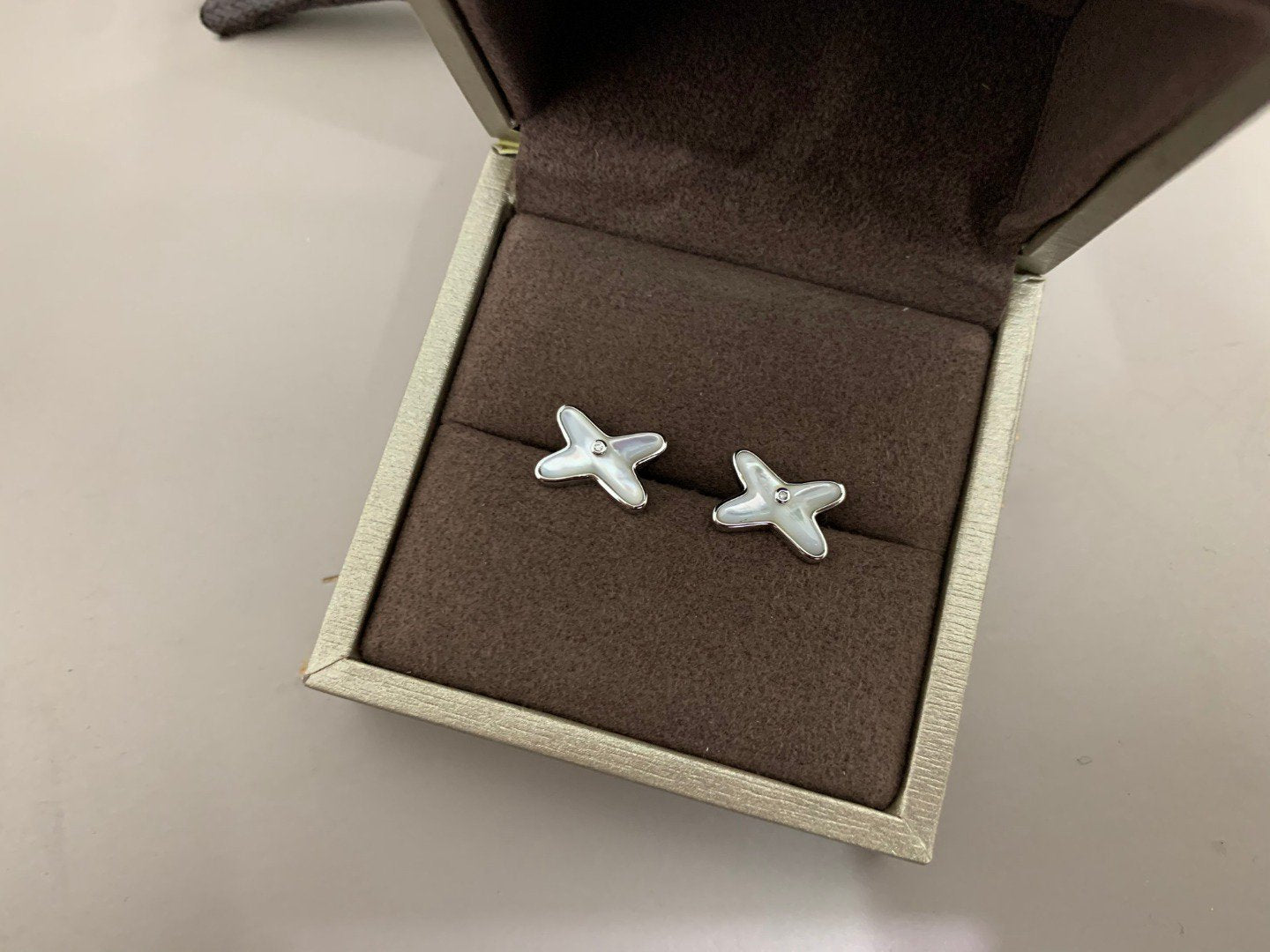 [Raffine]JEUX DE WHITE MOP SILVER DIAMOND EARRINGS