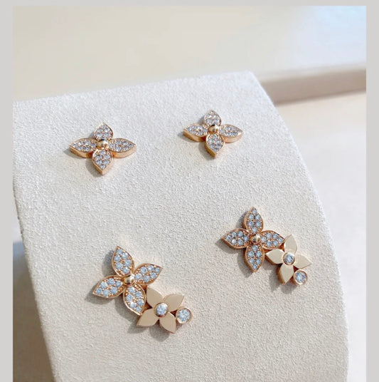 [Raffine]STAR BLOSSOM STUD EARRINGS PINK GOLD DIAMONDS