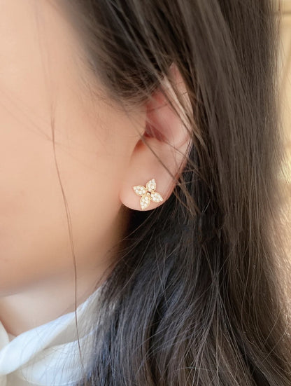 [Raffine]STAR BLOSSOM STUD EARRINGS PINK GOLD DIAMONDS