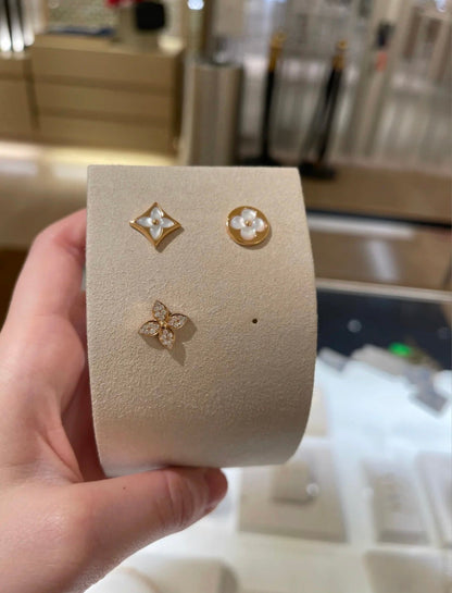 [Raffine]STAR BLOSSOM STUD EARRINGS PINK GOLD DIAMONDS