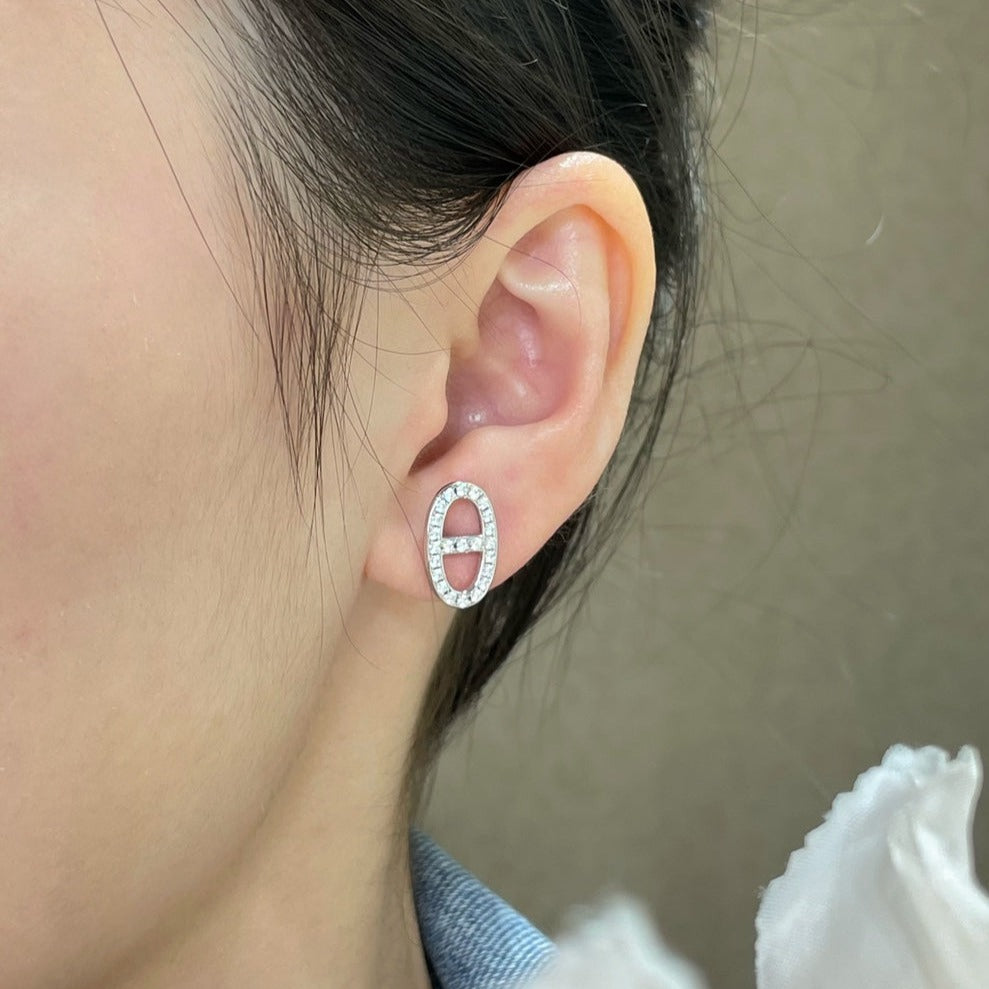 [Raffine]HM FULL DIAMOND PIG NOSE STUD EARRINGS