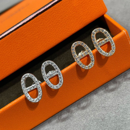 [Raffine]HM FULL DIAMOND PIG NOSE STUD EARRINGS