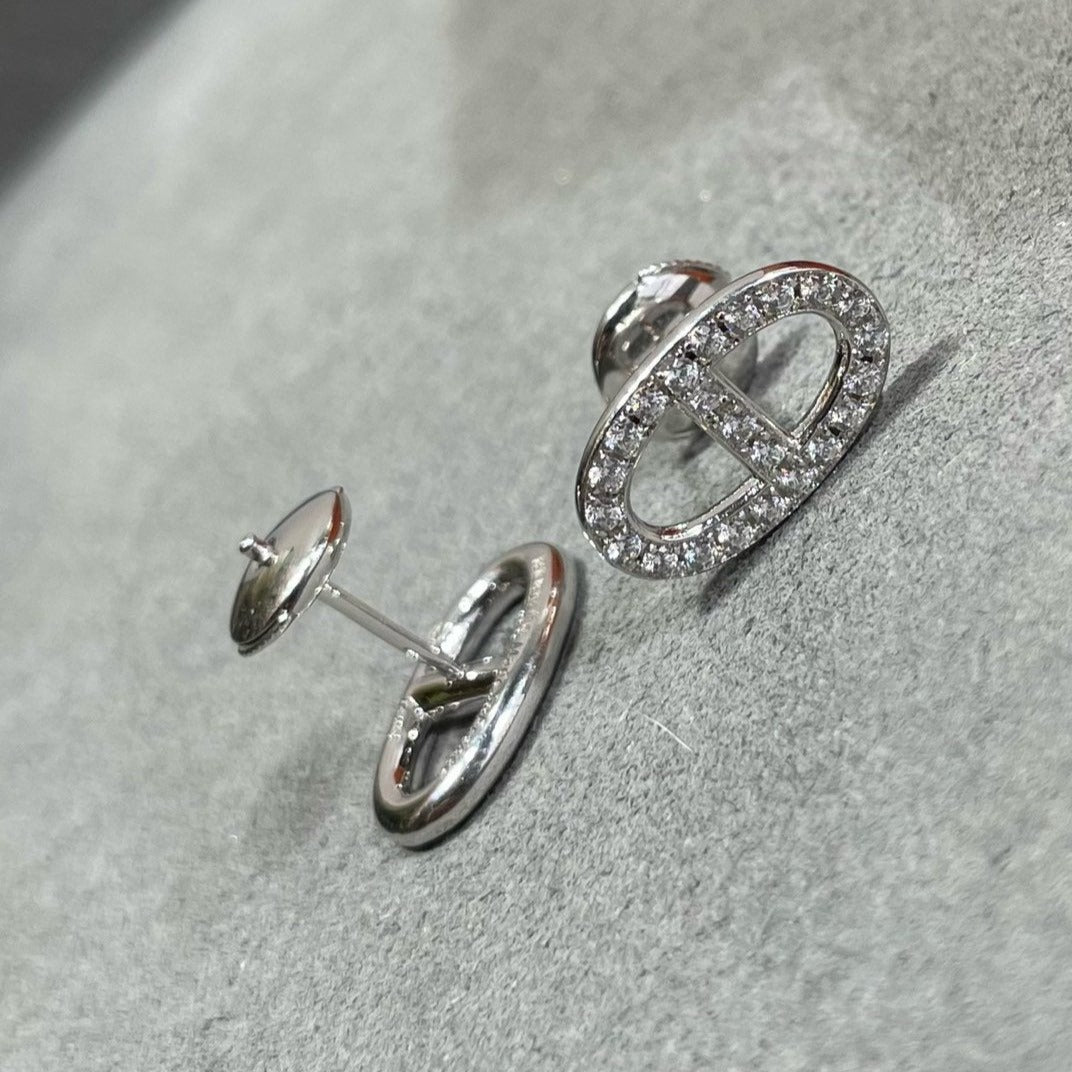 [Raffine]HM FULL DIAMOND PIG NOSE STUD EARRINGS