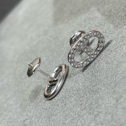 [Raffine]HM FULL DIAMOND PIG NOSE STUD EARRINGS