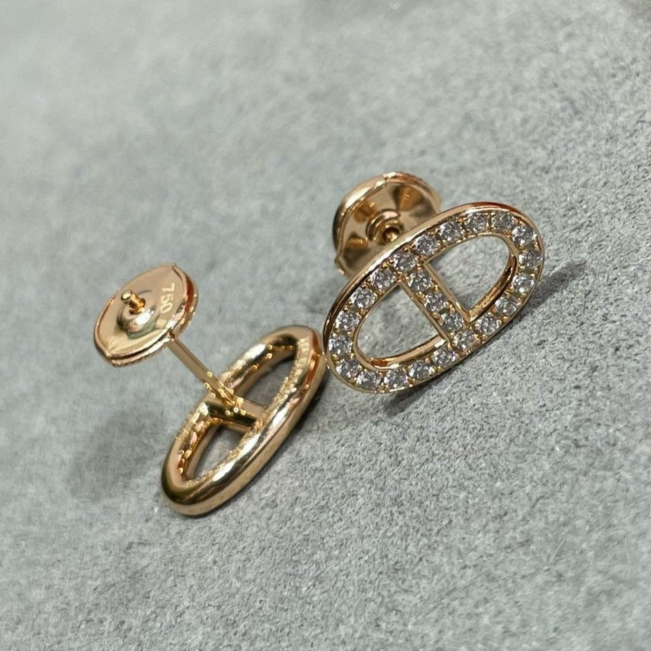 [Raffine]HM FULL DIAMOND PIG NOSE STUD EARRINGS