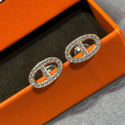 [Raffine]HM FULL DIAMOND PIG NOSE STUD EARRINGS