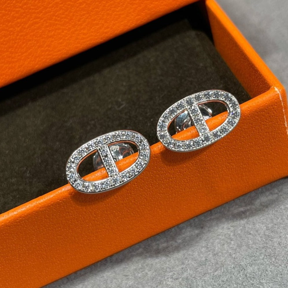 [Raffine]HM FULL DIAMOND PIG NOSE STUD EARRINGS