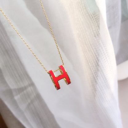 [Raffine]HM CLIC RED ENAMEL GOLD NECKLACE