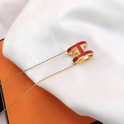 [Raffine]HM CLIC RED ENAMEL GOLD NECKLACE