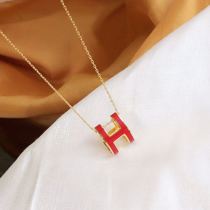 [Raffine]HM CLIC RED ENAMEL GOLD NECKLACE
