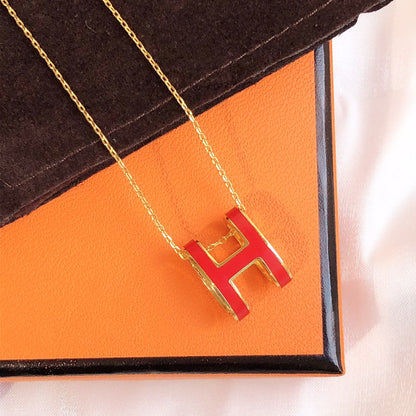 [Raffine]HM CLIC RED ENAMEL GOLD NECKLACE