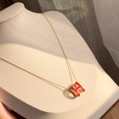 [Raffine]HM CLIC RED ENAMEL GOLD NECKLACE