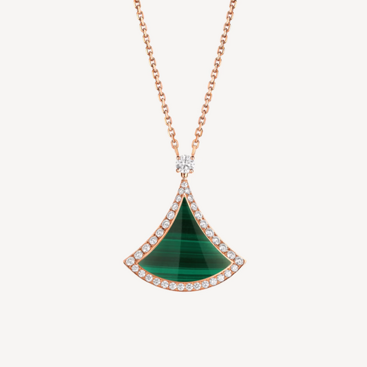 [Raffine]DREAM MALACHITE DIAMOND PAVED PINK GOLD NECKLACE