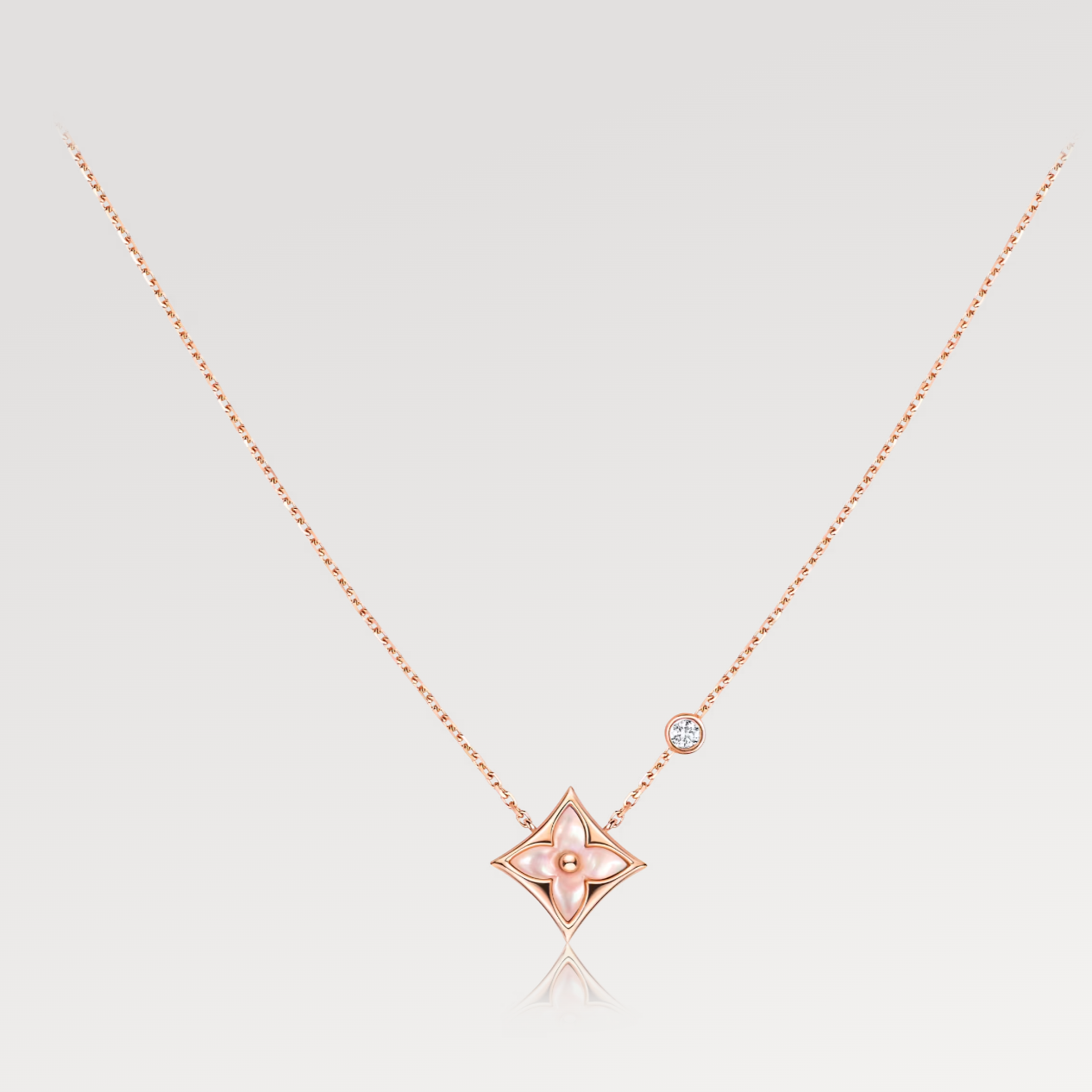 [Raffine]STAR PINK MOP 1 DIAMOND PINK GOLD NECKLACE