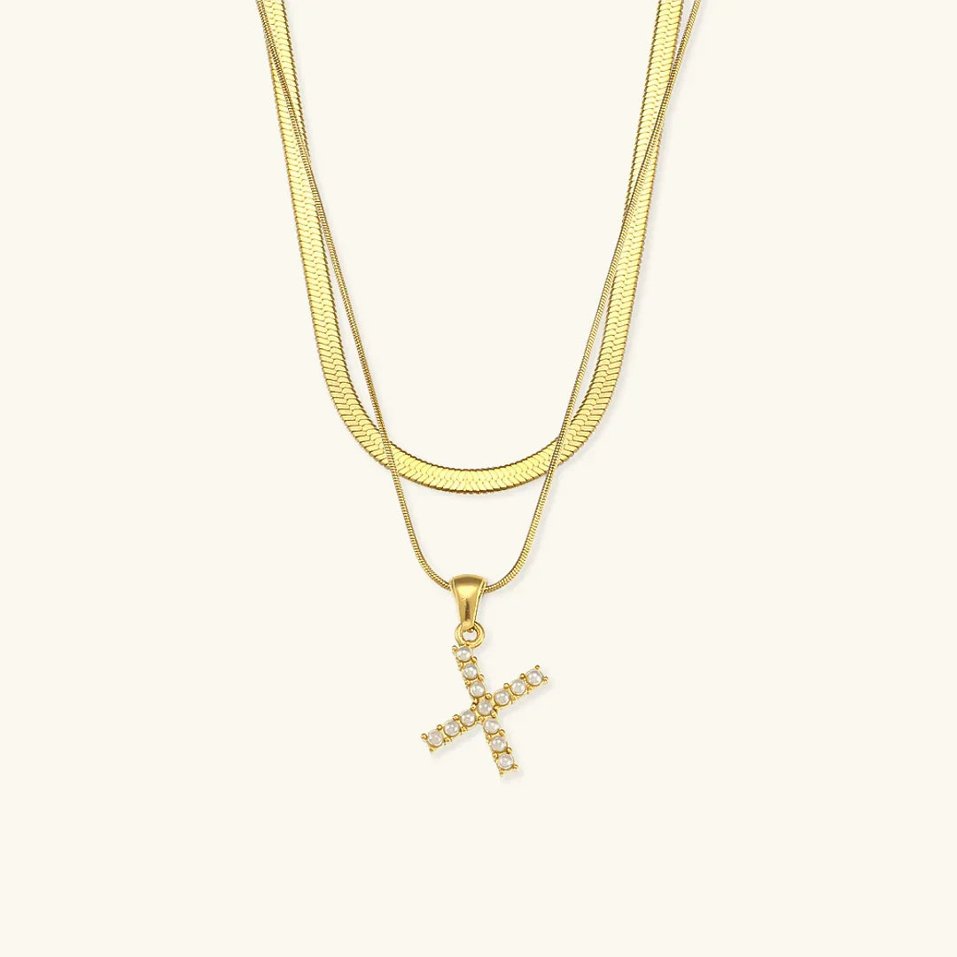 [Raffine]Fiona Layered Gold Initial Letter Necklace