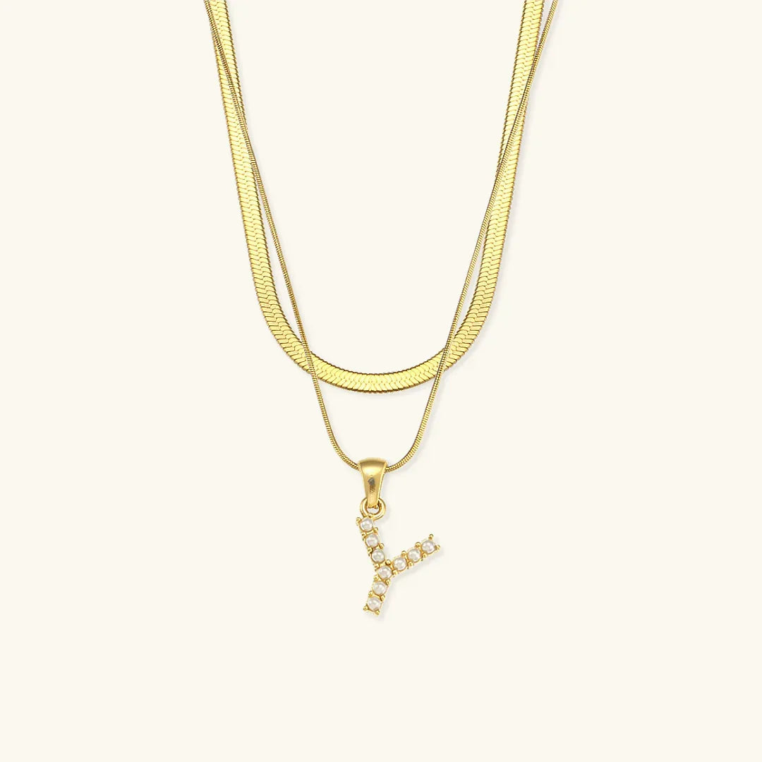 [Raffine]Fiona Layered Gold Initial Letter Necklace