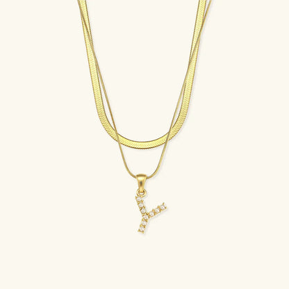 [Raffine]Fiona Layered Gold Initial Letter Necklace