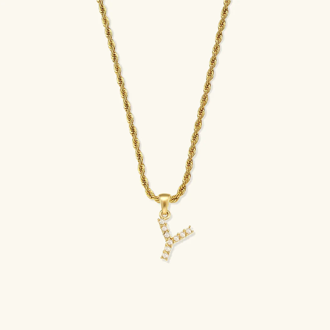 [Raffine]Elodie Initial Letter Pearl Necklace