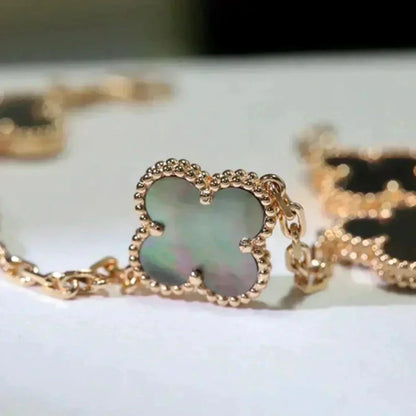 [Raffine] CLOVER 5 MOTIF GRAY MOP BRACELET COLLECTION