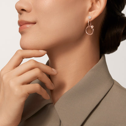 [Raffine]JUSTE HALF DIAMOND DOUBLE EARRINGS