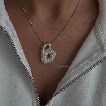 [Raffine]Bubble Initial Diamond Necklace