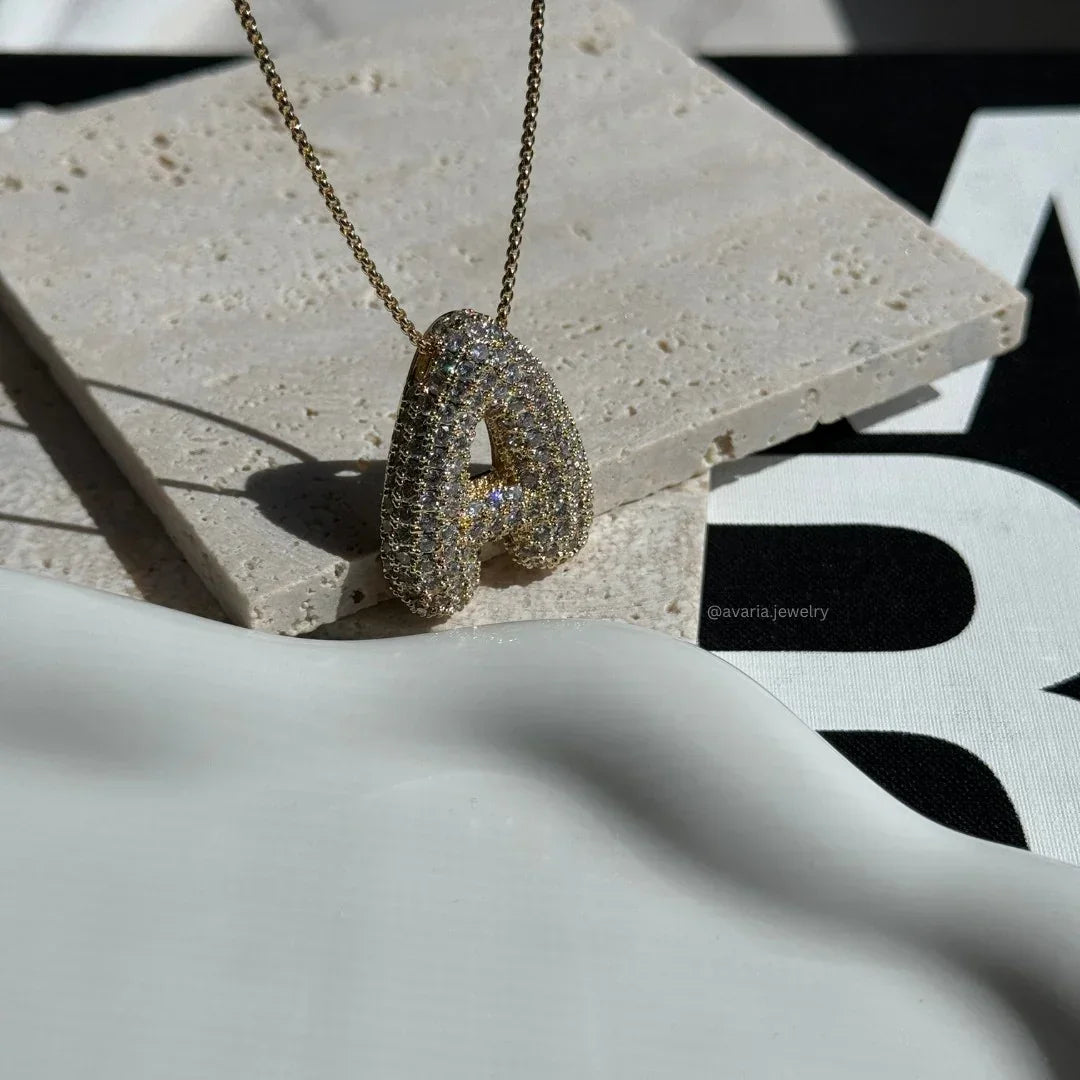 [Raffine]Bubble Initial Diamond Necklace