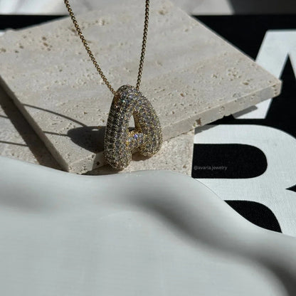 [Raffine]Bubble Initial Diamond Necklace