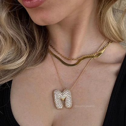 [Raffine]Bubble Initial Diamond Necklace