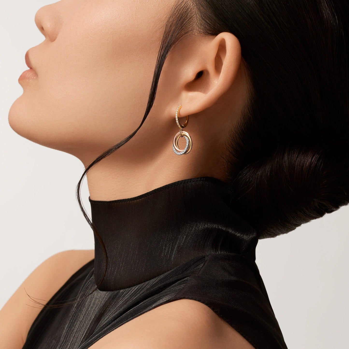 [Raffine]TRINITY HALF DIAMOND  EARRINGS