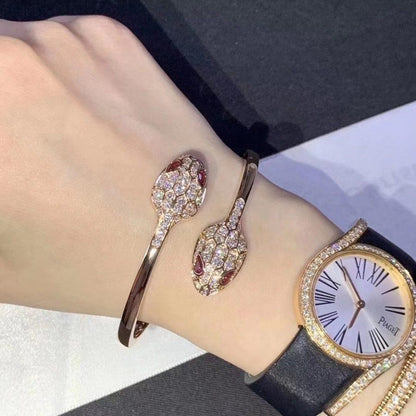 [Raffine]SERPENTI BRACELET PINK GOLD DIAMOND DOUBLE SNAKE