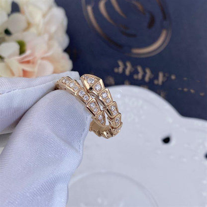 [Raffine]Anillo Serpenti Oro Rosa Diamante Pavé 4mm