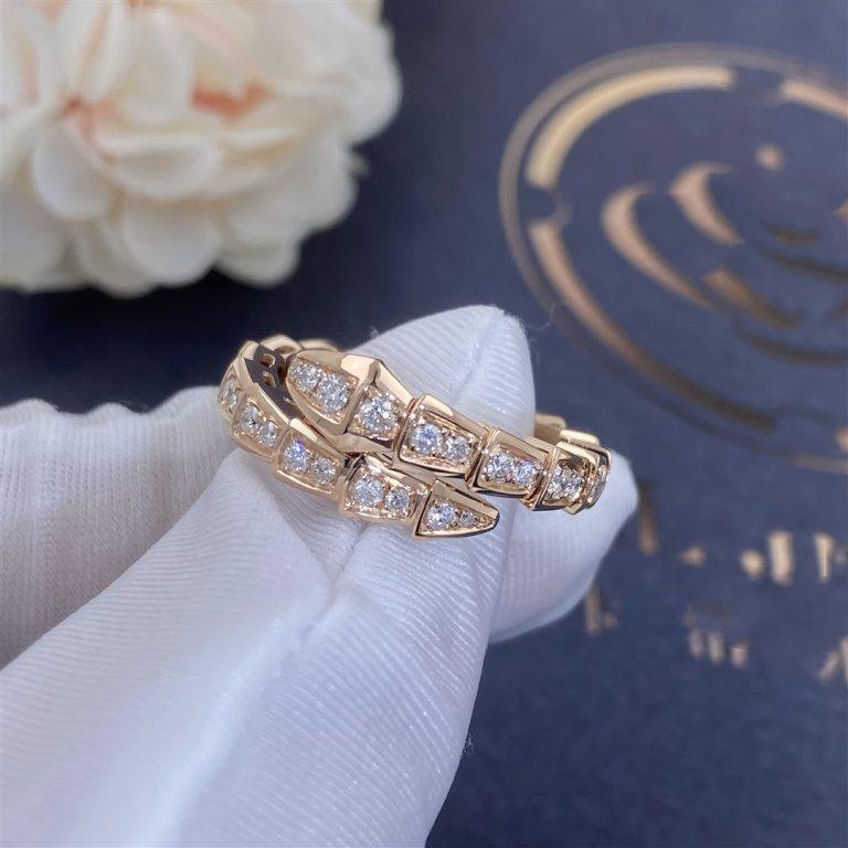 [Raffine]Anillo Serpenti Oro Rosa Diamante Pavé 4mm