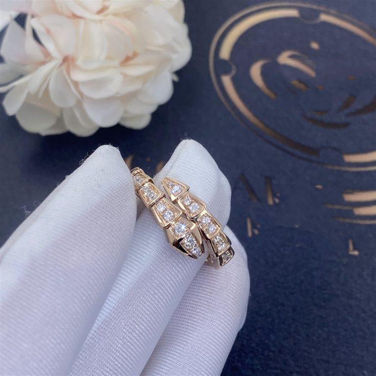 [Raffine]Anillo Serpenti Oro Rosa Diamante Pavé 4mm