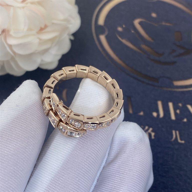 [Raffine]Anillo Serpenti Oro Rosa Diamante Pavé 4mm