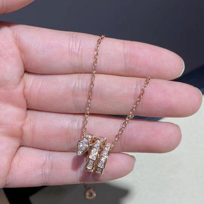 [Raffine]SERPENTI PINK GOLD NECKLACE DOUBLE RING DIAMOND