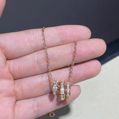 [Raffine]SERPENTI PINK GOLD NECKLACE DOUBLE RING DIAMOND
