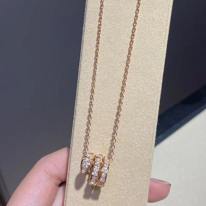 [Raffine]SERPENTI PINK GOLD NECKLACE DOUBLE RING DIAMOND