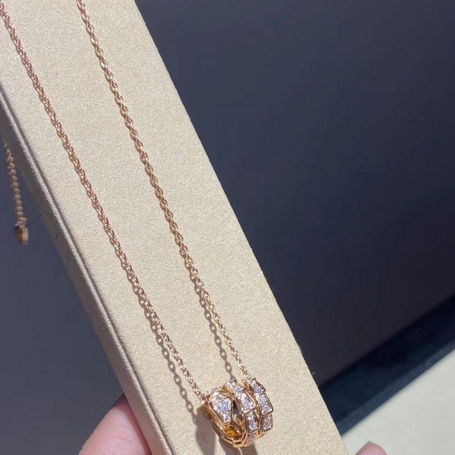[Raffine]SERPENTI PINK GOLD NECKLACE DOUBLE RING DIAMOND